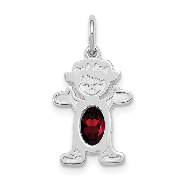 14K White Gold Girl 6x4 Oval Genuine Garnet-January - Birthstone Company