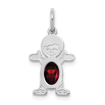 14K White Gold Boy 6x4 Oval Genuine Garnet-January - Birthstone Company