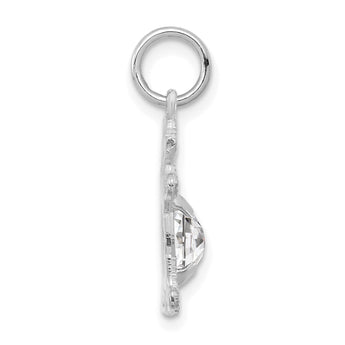 Girl 6x4 Oval White Topaz-April Charm in 14K White Gold, 21mm