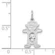 Girl 6x4 Oval White Topaz-April Charm in 14K White Gold, 21mm