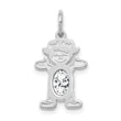 Girl 6x4 Oval White Topaz-April Charm in 14K White Gold, 21mm