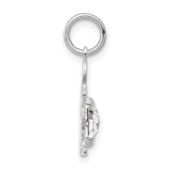 Boy 6x4 Oval White Topaz-April Charm in 14K White Gold, 21mm