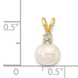 14K 6mm White FW Cultured Pearl AA Diamond Pendant - Birthstone Company