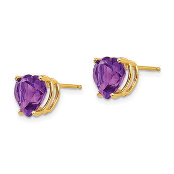 14k 8mm Heart Amethyst earring - Birthstone Company