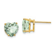 Heart Checker-Cut Green Quartz Stud Earrings in 14K Yellow Gold, 8mm