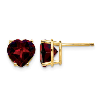 14k 8mm Heart Garnet earring - Birthstone Company