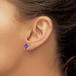 14k White Gold 8mm Heart Amethyst earring - Birthstone Company