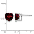 14k White Gold 8mm Heart Garnet earring - Birthstone Company
