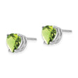 14k White Gold 8mm Heart Peridot earring - Birthstone Company