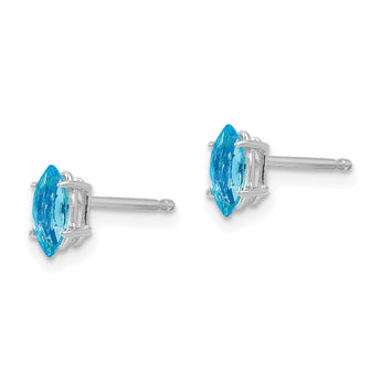 14k White Gold 6x3mm Marquise Blue Topaz earring - Birthstone Company