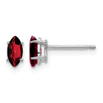 14k White Gold Garnet Marquise Stud Earring - Birthstone Company