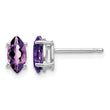 14k White Gold 7x3.5mm Marquise Amethyst earring - Birthstone Company