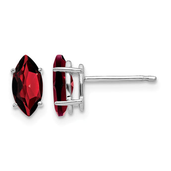 14k White Gold 8x4mm Garnet Marquise Stud Earring - Birthstone Company