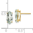 Checker-Cut Green Quartz Stud Earrings in 14K Yellow Gold, 10x5mm