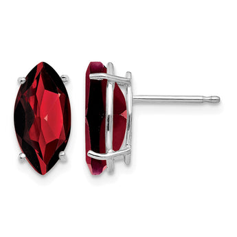 14k White Gold 10x5mm Marquise Garnet earring - Birthstone Company