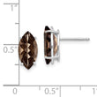 Marquise Smoky Quartz Stud Earrings in 14K White Gold, 12x6mm