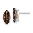 Marquise Smoky Quartz Stud Earrings in 14K White Gold, 12x6mm