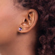 14k 6x6mm Cushion Amethyst Checker Earring