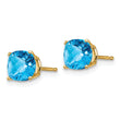 14k 6x6mm Cushion Blue Topaz Checker earring