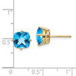 14k 7x7mm Cushion Blue Topaz Checker Earring