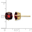 14k 7x7mm Cushion Garnet Checker Earring - Birthstone Company