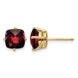 14k 7x7mm Cushion Garnet Checker Earring - Birthstone Company