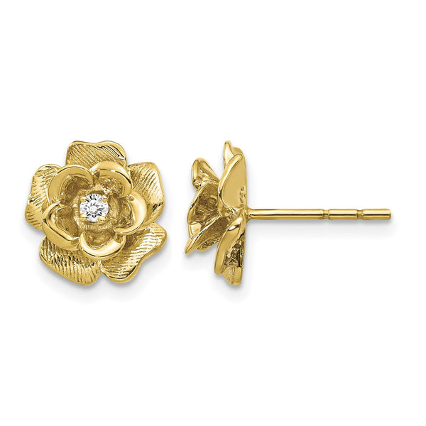14k 1/15 carat Lab Grown Diamond VS/SI+ G+ Flower Post Earrings - Birthstone Company