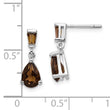 Smoky Quartz Stud Dangle Earrings in 14K White Gold, 1.5x2.5mm