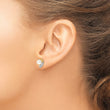 14k 5-6mm White Button FWC Pearl .01ct Diamond Post Earrings - Birthstone Company