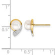 14k 5-6mm White Button FWC Pearl .01ct Diamond Post Earrings - Birthstone Company