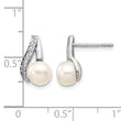 14k White Gold 6-7mm Button FWC Pearl .02ct Diamond Post Earrings - Birthstone Company