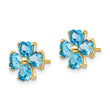14k Heart-shaped SwiSterling Silver Blue Topaz Flower Post Earrings - Birthstone Company