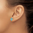 14k Heart-shaped SwiSterling Silver Blue Topaz Flower Post Earrings - Birthstone Company