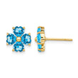 14k Heart-shaped SwiSterling Silver Blue Topaz Flower Post Earrings - Birthstone Company