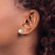 14k and Rhodium 5-6mm Button FWC Pearl .05ct Diamond Post Earrings - Birthstone Company