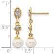 14k w/Rhodium 6-7mm Semi-round FWC Pearl .02ct Diamond Earrings - Birthstone Company