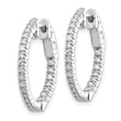 14k White Gold Diamond Round Hoop w/Safety Clasp Earrings