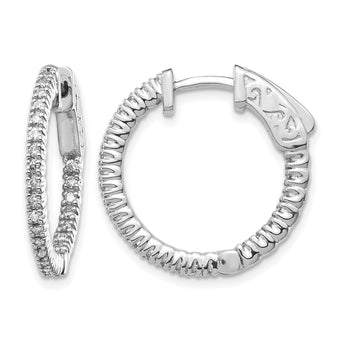 14k White Gold 3/8 carat Lab Grown Diamond VS/SI+ G+ Round In and Out Safety Clasp Hoop Earrings - Birthstone Company
