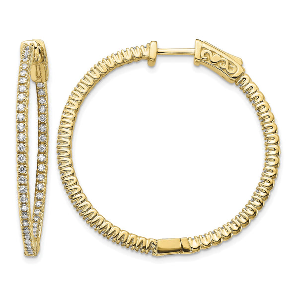 14k Diamond Round Hoop w/Safety Clasp Earrings - Birthstone Company
