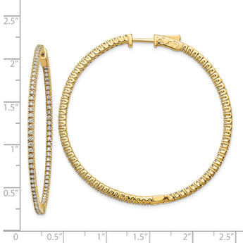 14k Diamond Round Hoop w/Safety Clasp Earrings