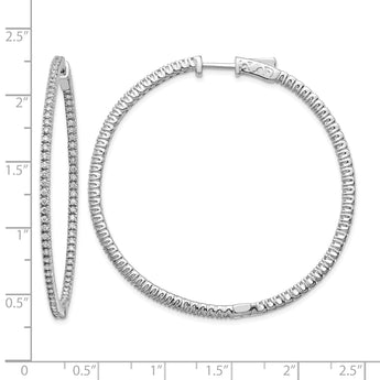14k White Gold Diamond Round Hoop w/Safety Clasp Earrings - Birthstone Company