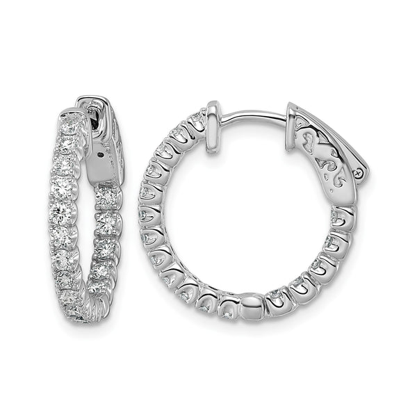 True Origin 14K White Gold 1 carat Lab Grown Diamond VS+ F+ Complet In and Out Hoop Earrings - Birthstone Company