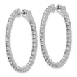 14k White Gold Diamond Round Hoop w/Safety Clasp Earrings