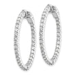 14k White Gold Diamond Round Hoop w/Safety Clasp Earrings