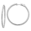 14k White Gold Diamond Round Hoop w/Safety Clasp Earrings