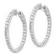 14k White Gold Diamond Round Hoop w/Safety Clasp Earrings