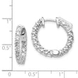 14k White Gold Diamond Round Hoop w/Safety Clasp Earrings