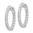 14k White Gold Diamond Round Hoop w/Safety Clasp Earrings