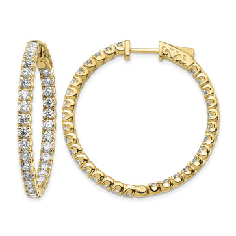 14k Diamond Round Hoop w/Safety Clasp Earrings - Birthstone Company