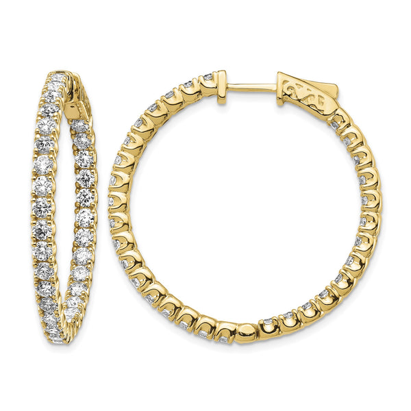 14k Diamond Round Hoop w/Safety Clasp Earrings - Birthstone Company
